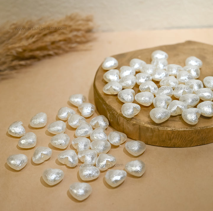 Crushed Mini Heart Pearl Finish Beads | Size : 16mm | PB308