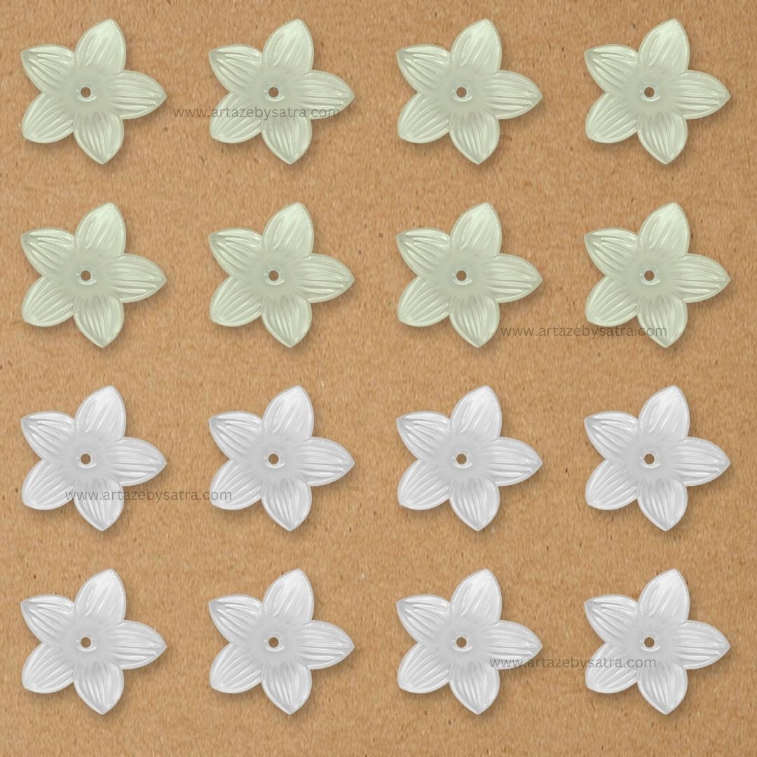 1 Hole Plastic Pearl Open Flower Beads | Size : 27mm | Qty : 500g | PPB39