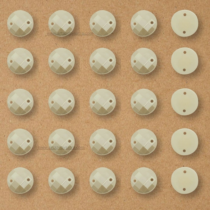Cream Round Shape Half Pearl Beads | Size : 12mm | 2 Side Hole | 500g |  PC37