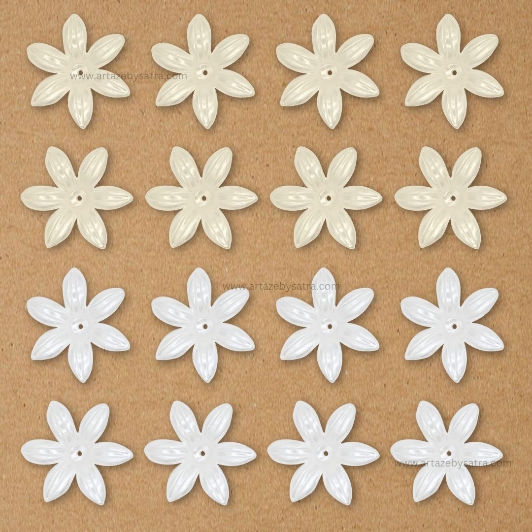1 Hole Star Flower Pearl Plastic Beads | Qty : 500g | PPB42