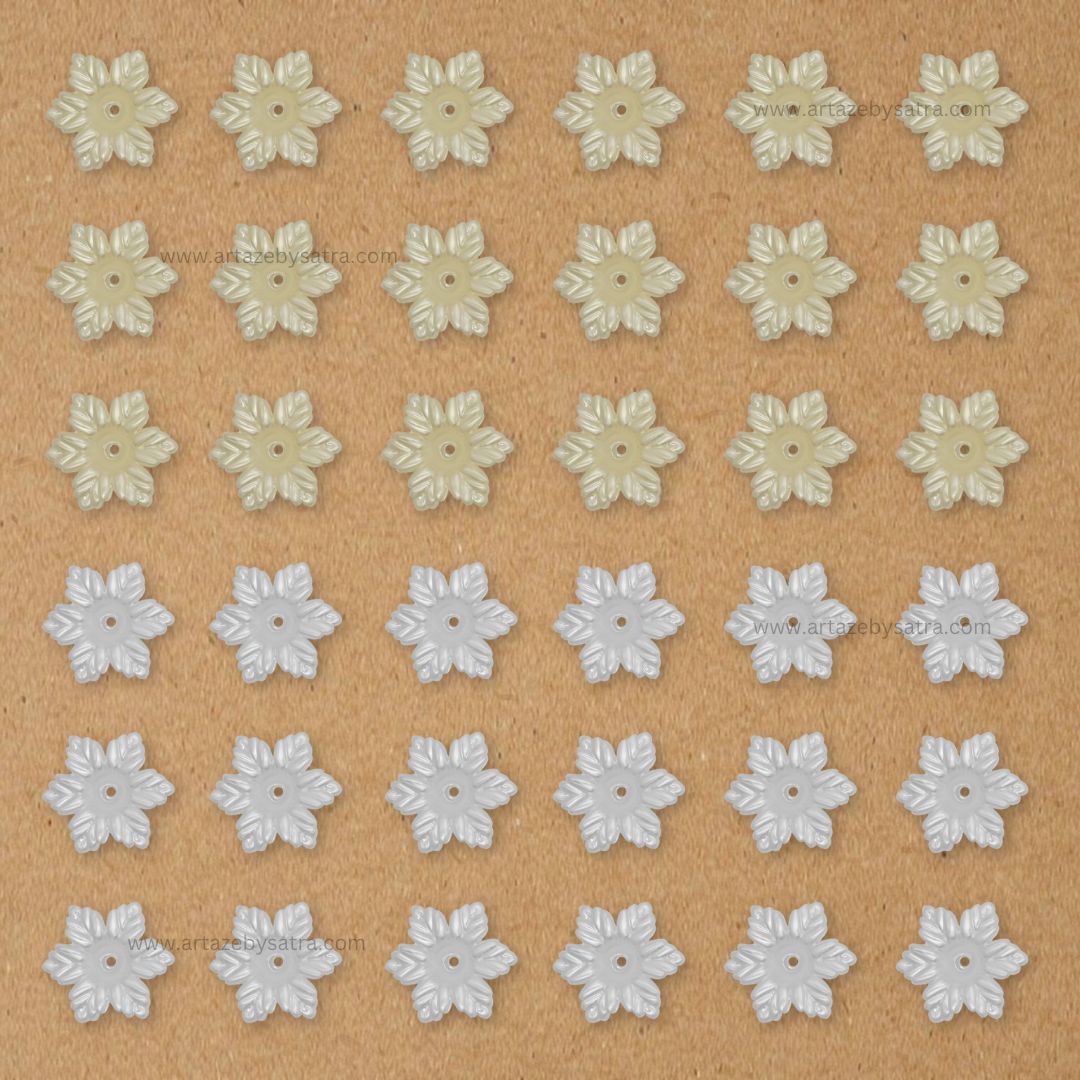 1 Hole Cream Plastic Pearl Flower | Size : 19mm | PPB46