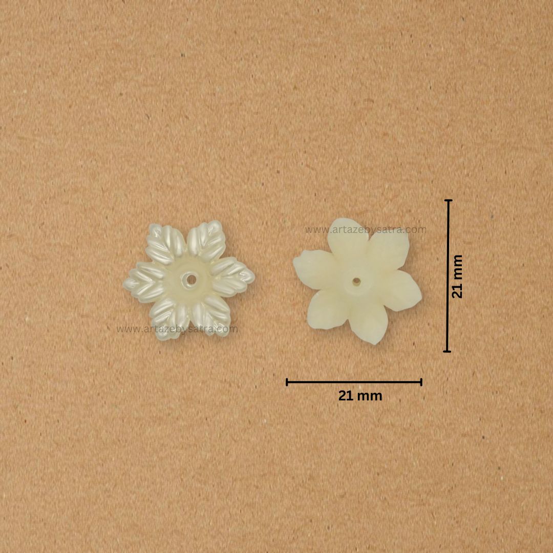 1 Hole Cream Plastic Pearl Flower | Size : 19mm | PPB46
