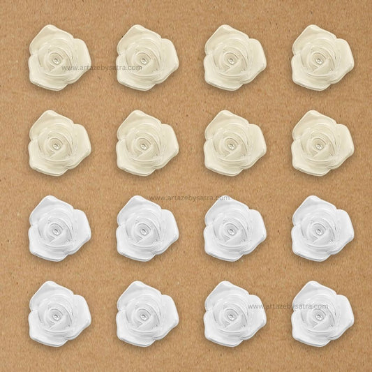2 Hole Mini Pearl Rose Flower Plastic Pearl Beads | Size : 12mm | Qty : 500g | PPB50