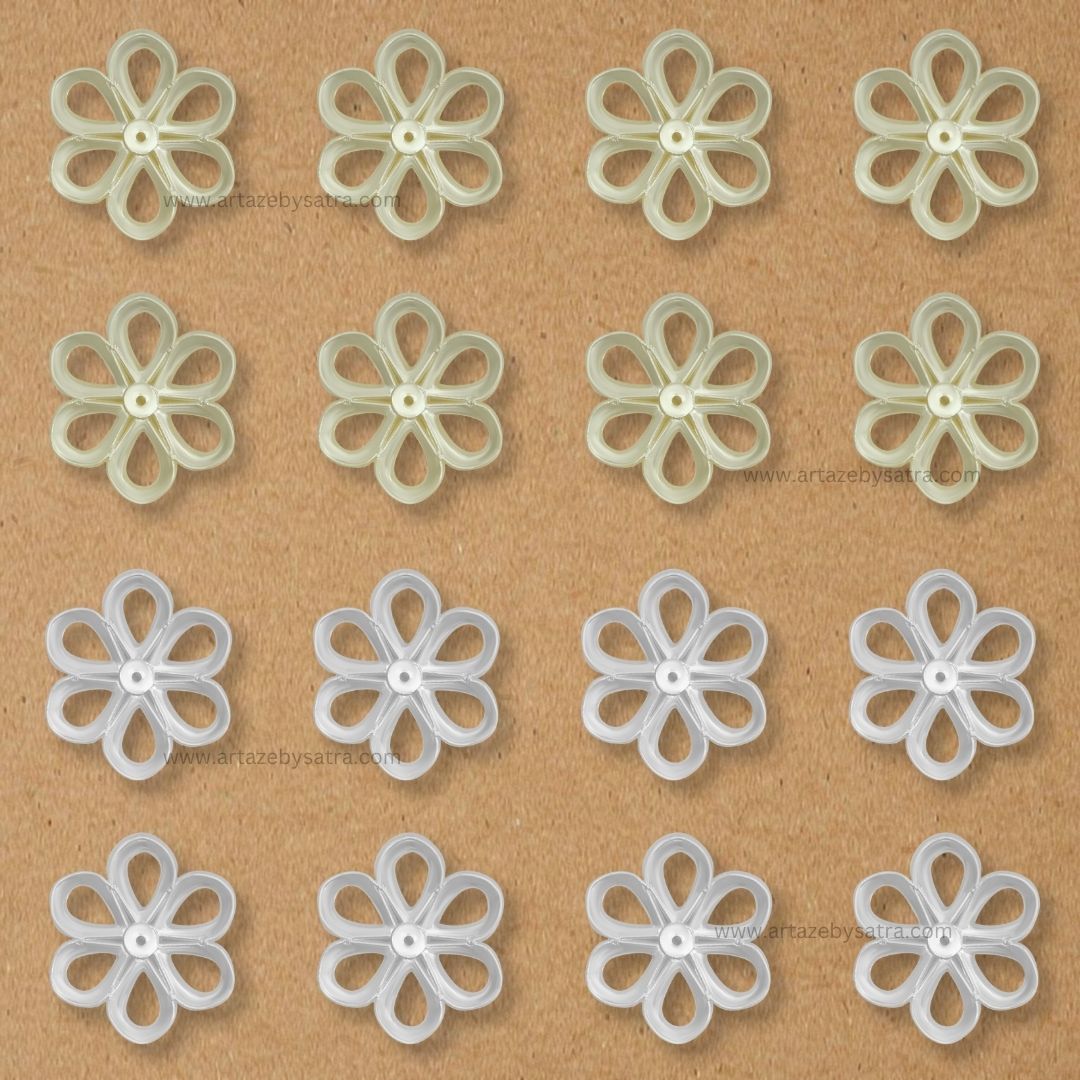 1 Hole Plastic Pearl Flower | Size : 54mm | Qty : 500g | PPB30