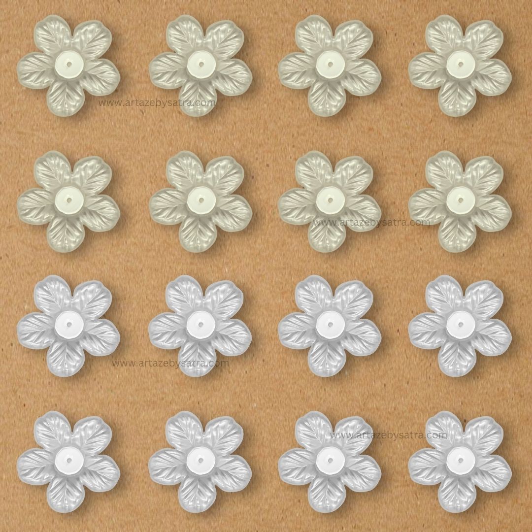 1 Hole Plastic Pearl Flower | Size : 55mm | Qty : 500g | PPB31