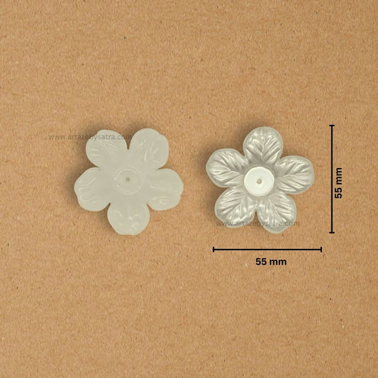 1 Hole Plastic Pearl Flower | Size : 55mm | Qty : 500g | PPB31