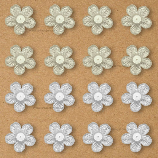 1 Hole Plastic Pearl Flower | Size : 55mm | Qty : 500g | PPB31