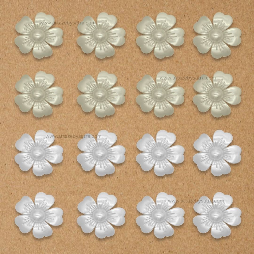 No Hole Plastic Pearl Flower Beads | Size : 56mm | Qty : 500g | PPB33