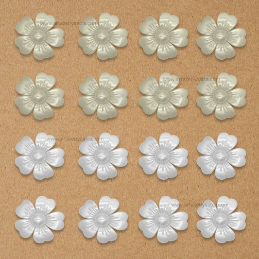 No Hole Plastic Pearl Flower Beads | Size : 56mm | Qty : 500g | PPB33