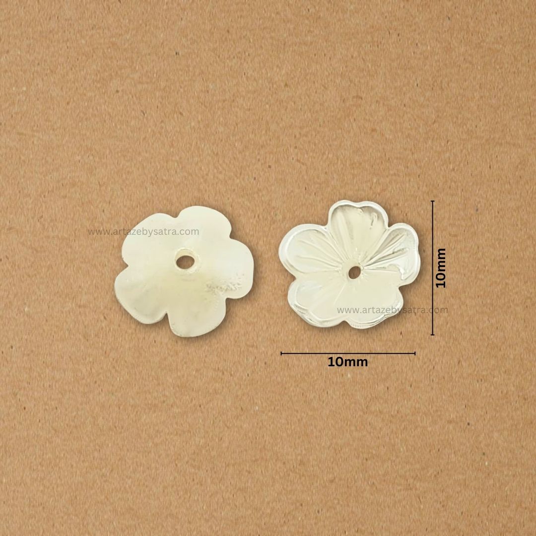 1 Hole Cream Small Plastic Pearl Flower Beads | Size : 10mm | Qty : 500g | PPB44