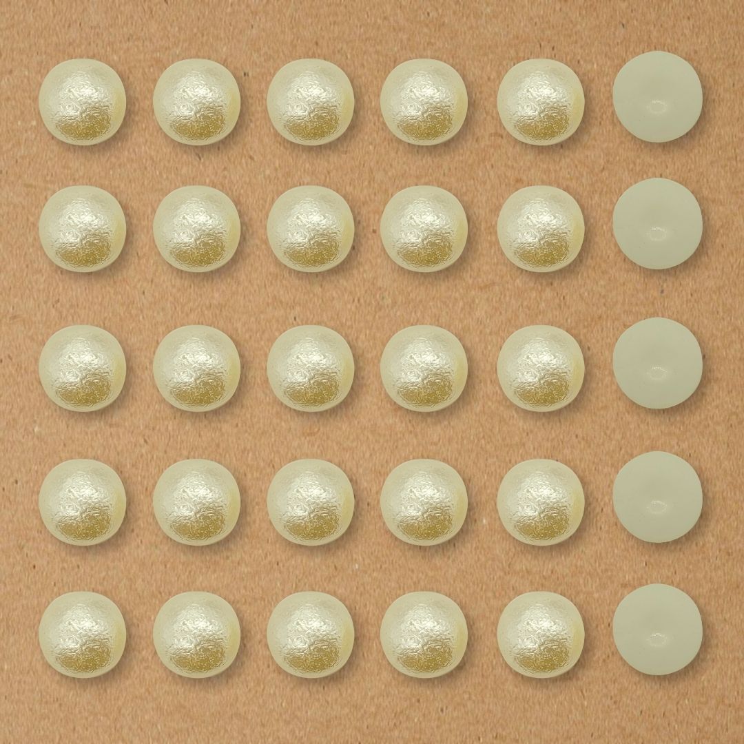 Cream Textured Half-Round Pearl Beads | Size : 10mm | Qty : 500g | PPB54