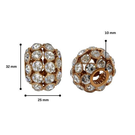 Rhinestone Spacer Beads | Size : 25mm | 1pc | DB10