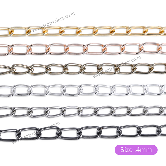 Iron Twisted Link Oval Chain | Size : H-5mm W-8mm | 100g | IC10