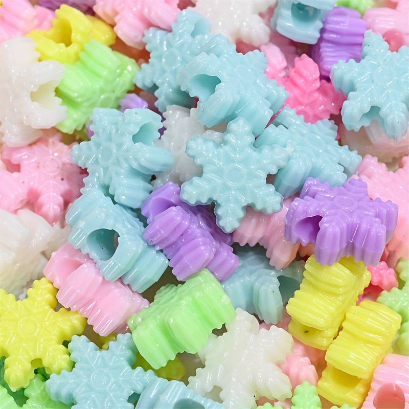 Assorted Snowflakes Pastel Plastic Beads | Size: 13mm
