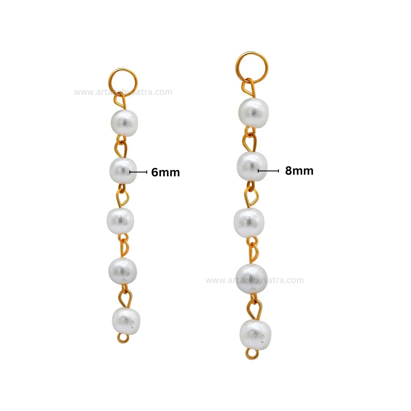 Round Pearl Beads Hanging Tassels | Size : 6,8mm | Qty : 20pcs | T12