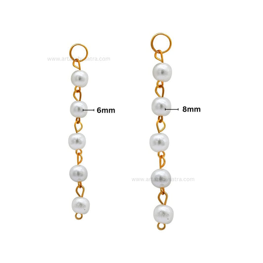 Round Pearl Beads Hanging Tassels | Size : 6,8mm | Qty : 20pcs | T12