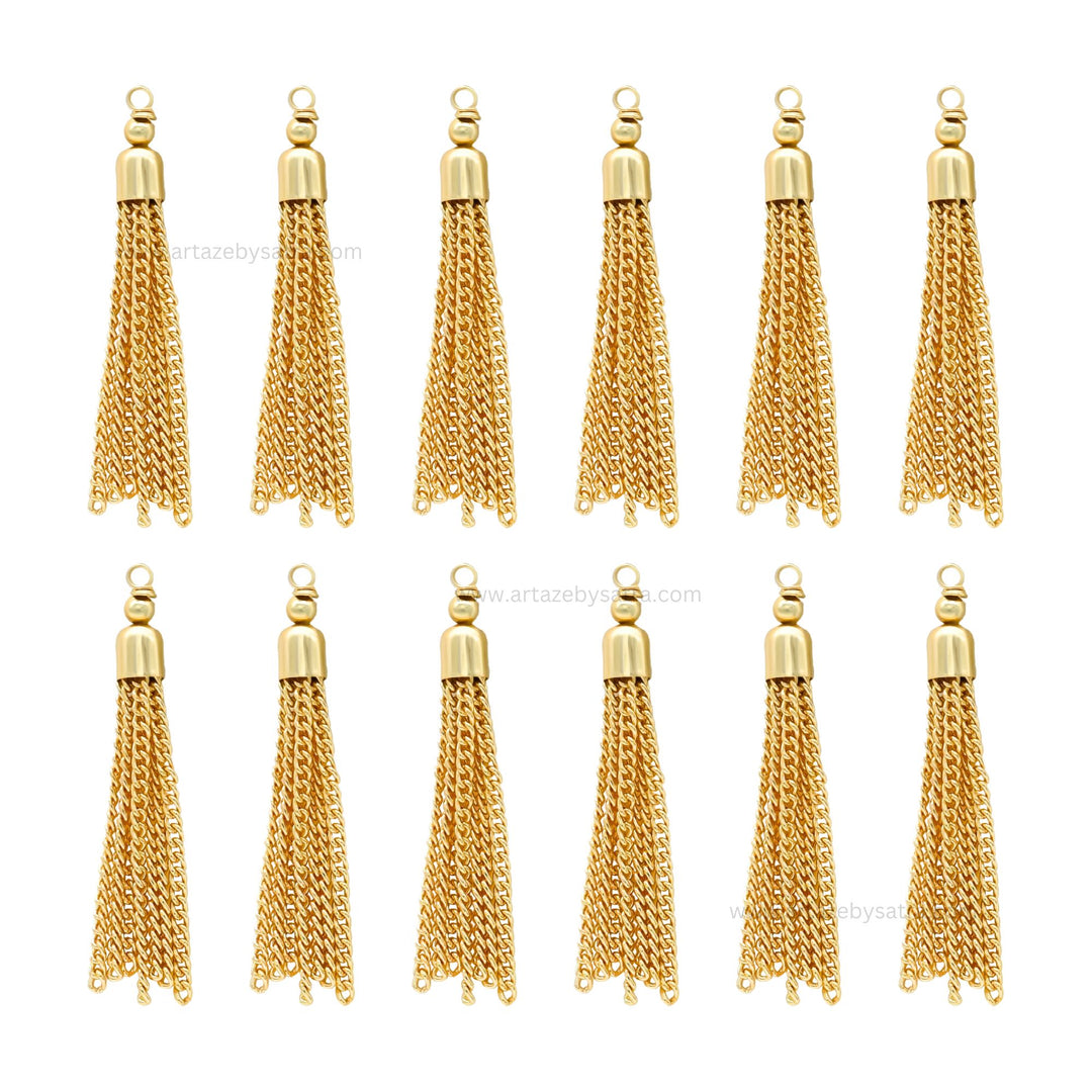 Gold-Tone Metal Chain Tassels | Qty : 10pcs
