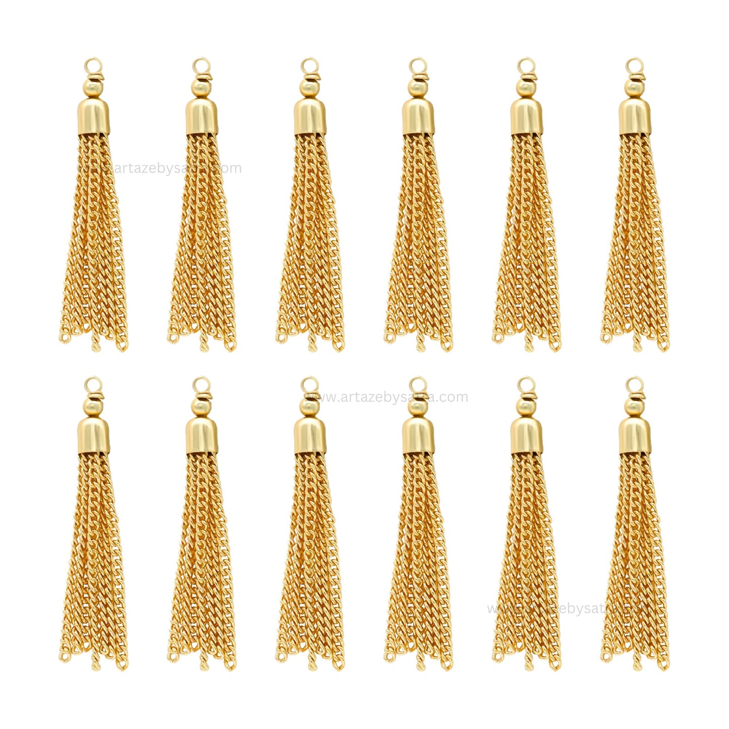Gold-Tone Metal Chain Tassels | Qty : 10pcs | T17