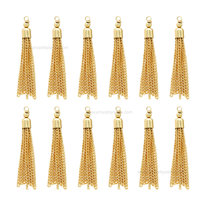 Gold-Tone Metal Chain Tassels | Qty : 10pcs