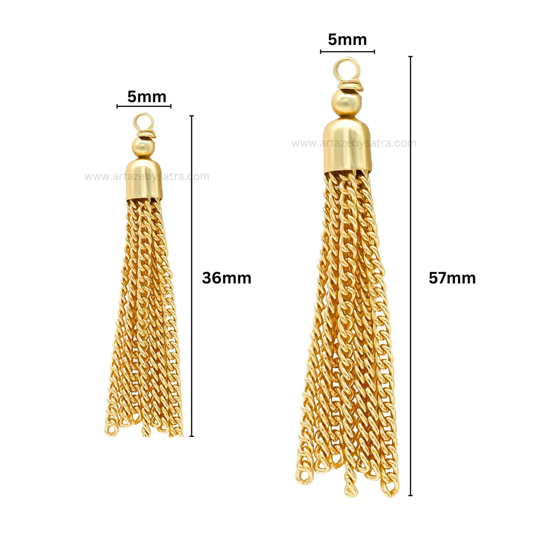 Gold-Tone Metal Chain Tassels | Qty : 10pcs