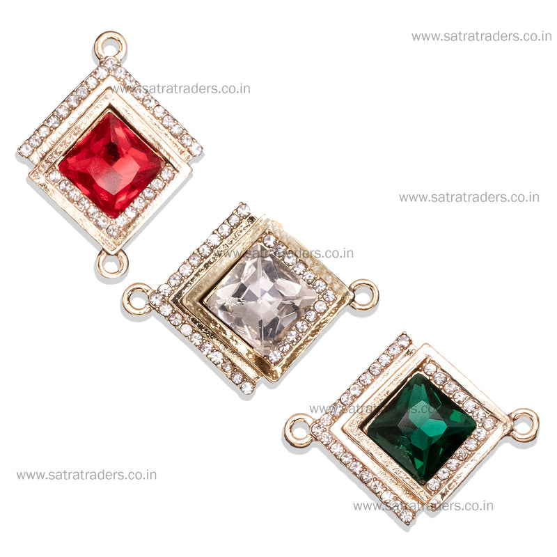 Rhombus Stone Connector Charms | Size : 32mm | 6pcs