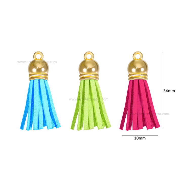 Leather Tassel With Cap | Size : 10mm | 20 Pcs
