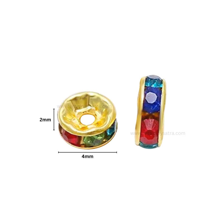 Multicolor Rhinestone Round Spacer Beads | Size : 4mm | Qty : 100pcs