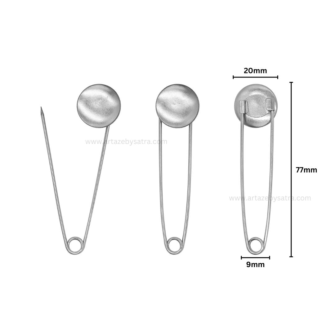 Round Brooch Pin | Size : 77mm | Qty : 10pcs