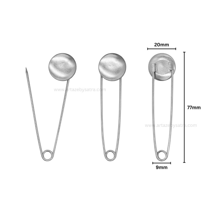 Round Brooch Pin | Size : 77mm | Qty : 10pcs