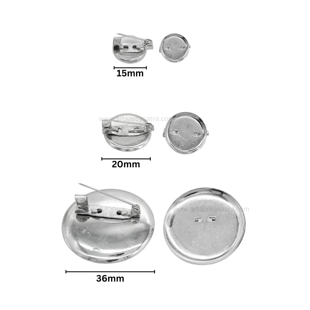 Metal Round Brooch Pin | Size : 36mm | 100pcs