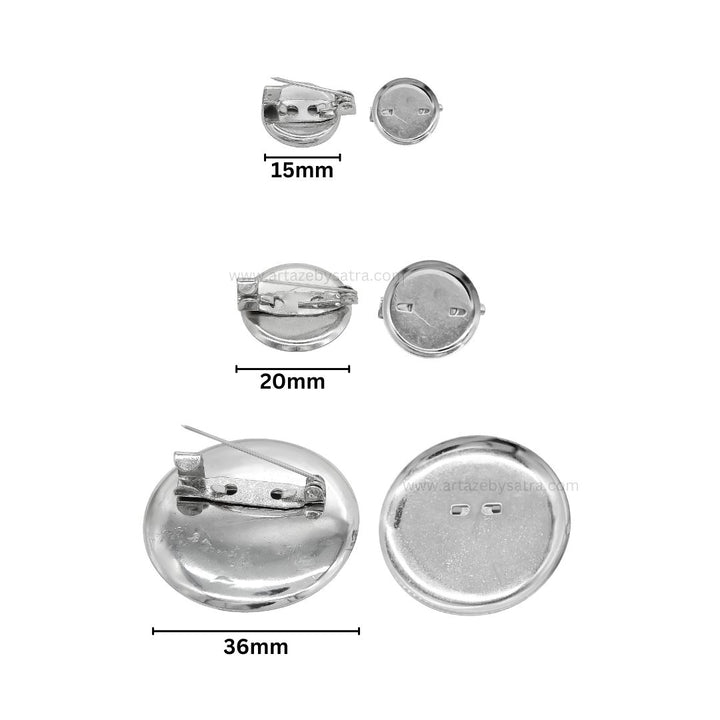 Metal Round Brooch Pin | Size : 36mm | 100pcs