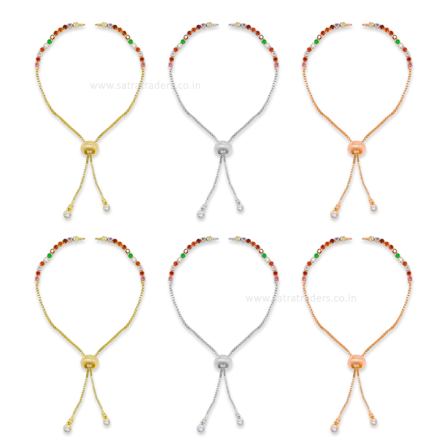 Brass Diamond Adjustable Slider Chain With End Stopper Bracelet | Size : 4inch | Qty : 1 pc | B17