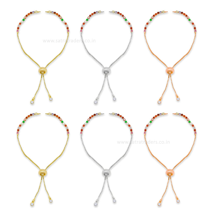 Brass Diamond Adjustable Slider Chain With End Stopper Bracelet | Size : 4inch | Qty : 1 pcs