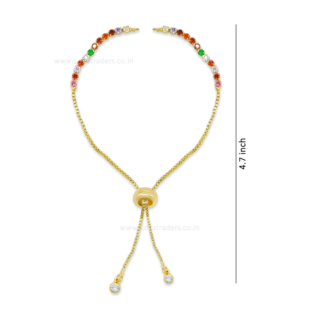 Brass Diamond Adjustable Slider Chain With End Stopper Bracelet | Size : 4inch | Qty : 1 pcs