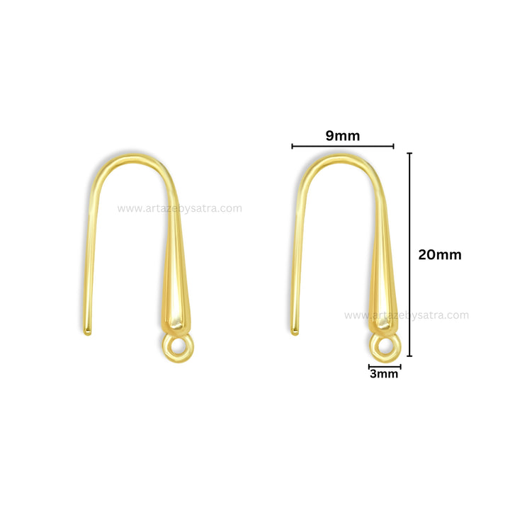 18k Gold Plated Brass Earrings Wire With Hook | High Quality | Size : 20mm | Qty : 2pcs | EF74