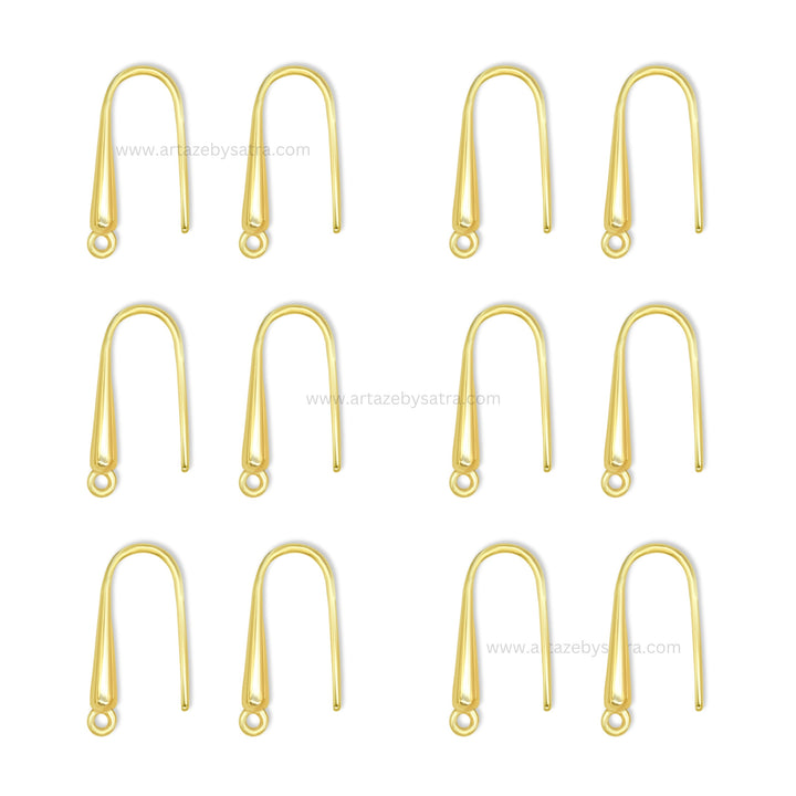 18k Gold Plated Brass Earrings Wire With Hook | High Quality | Size : 20mm | Qty : 2pcs | EF74