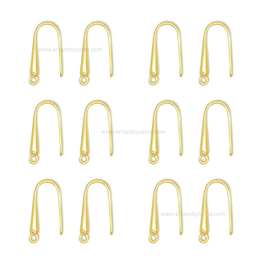 18k Gold Plated Brass Earrings Wire With Hook | High Quality | Size : 20mm | Qty : 2pcs | EF74