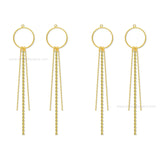 Gold Tone Hoop Earring Charms with Cascading Chain Tassels | Qty : 1 pair | Size : 4inch