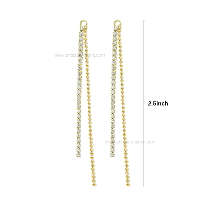 Gold Plated Crystal & Ball Chain Fringe Earring Charms  | Qty : 1 pair | Size : 2.5inch