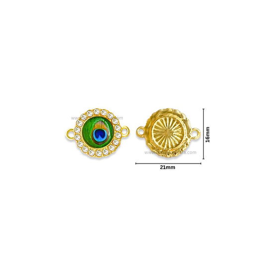 Peacock Meenakari Kundan Beads Connector  | Size : 21mm | Qty : 12pcs | MK39