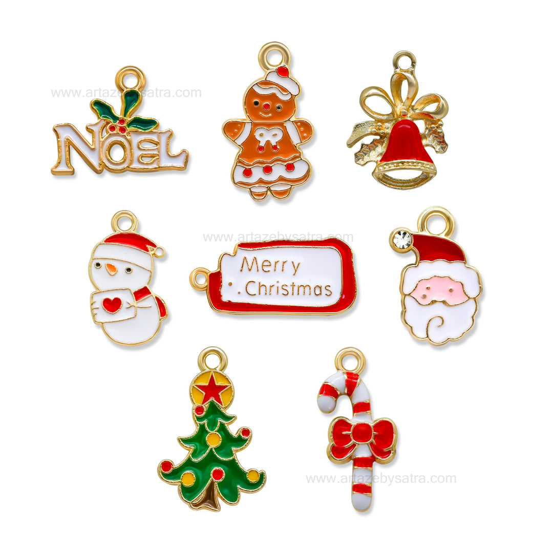 Assorted Christmas Enamel Charms | Qty : 24pcs-each design 3pcs