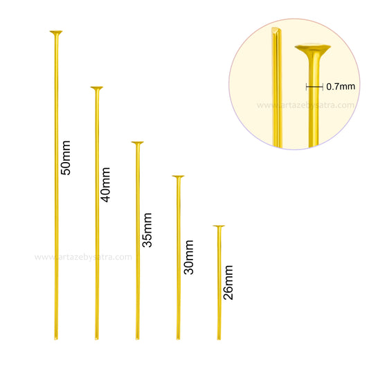 Brass Head Pin - 18k Gold Platted | High Quality | Qty : 50pcs | BF131