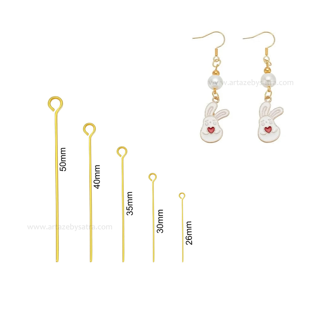 Brass I Pin - 18k Gold Platted | High Quality | Qty : 50pcs | BF284