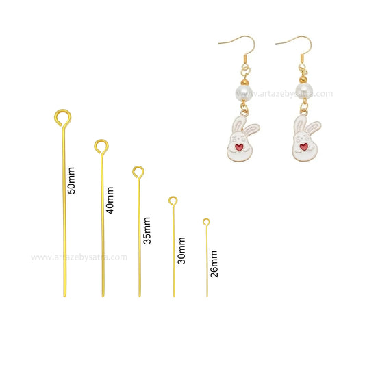 Brass I Pin - 18k Gold Platted | High Quality | Qty : 50pcs | BF132