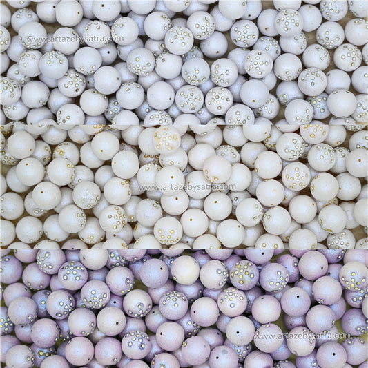 1 Hole Matte Finish Studded Plastic Beads | Size : 16mm | Qty : 500g | PB252