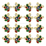Meenakari Kundan Peacock Side-Holes Connectors Beads | Size : 21mm | Qty : 12pcs | MKB72