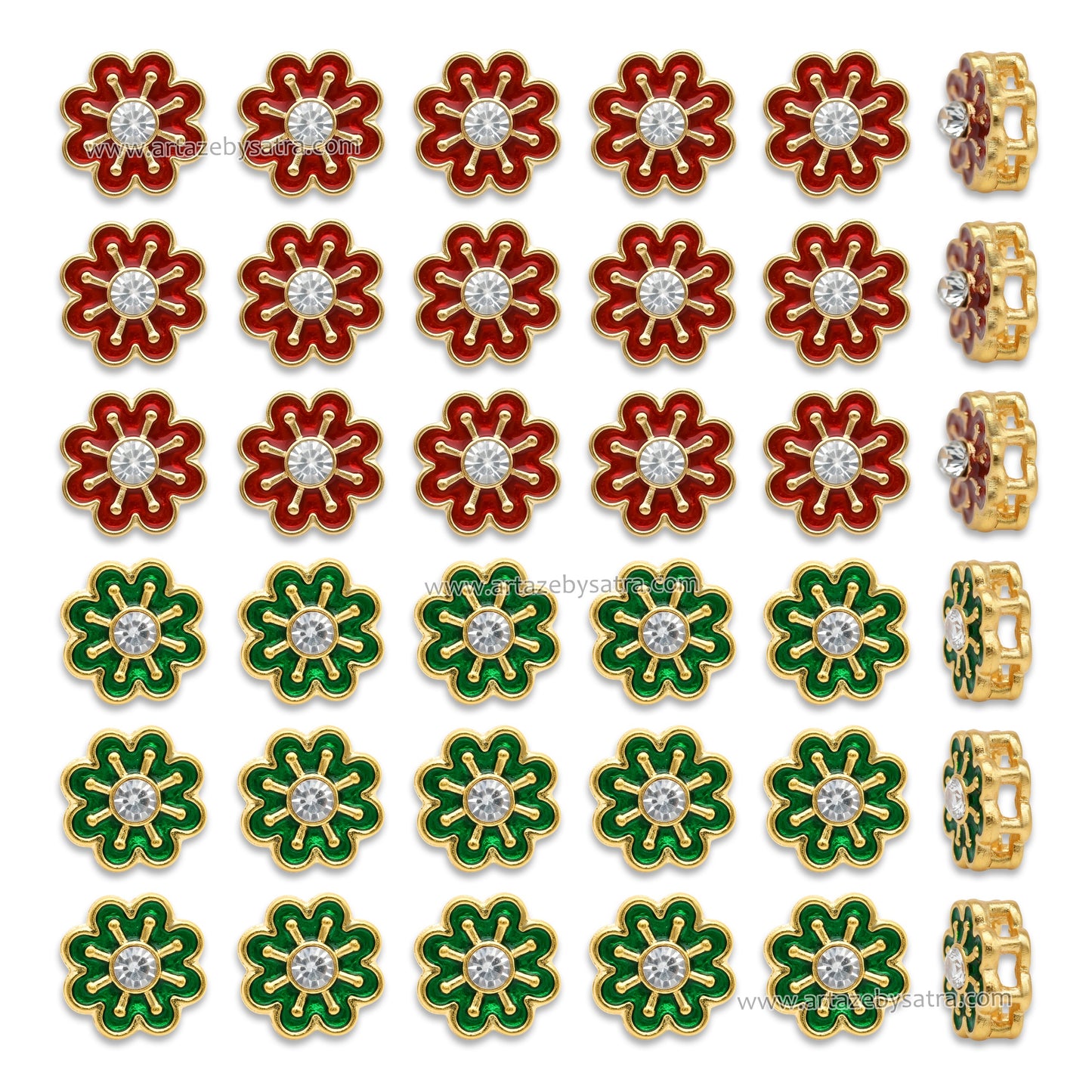 Floral Spacer Meenakari Beads | Size : 10mm | Qty : 12pcs | MKB73