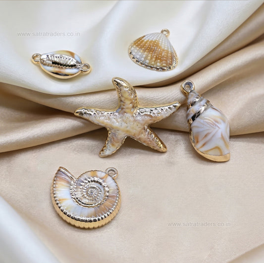 Ocean-Inspired Gold Plated Charms | Qty : 5pcs