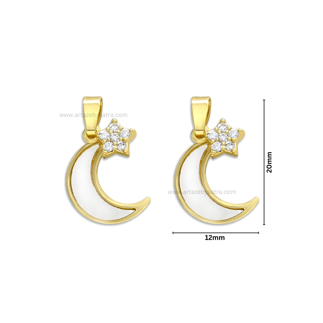 Diamond MOP Star Moon Charm Anti-Tarnish | Size: 44mm | 1PC