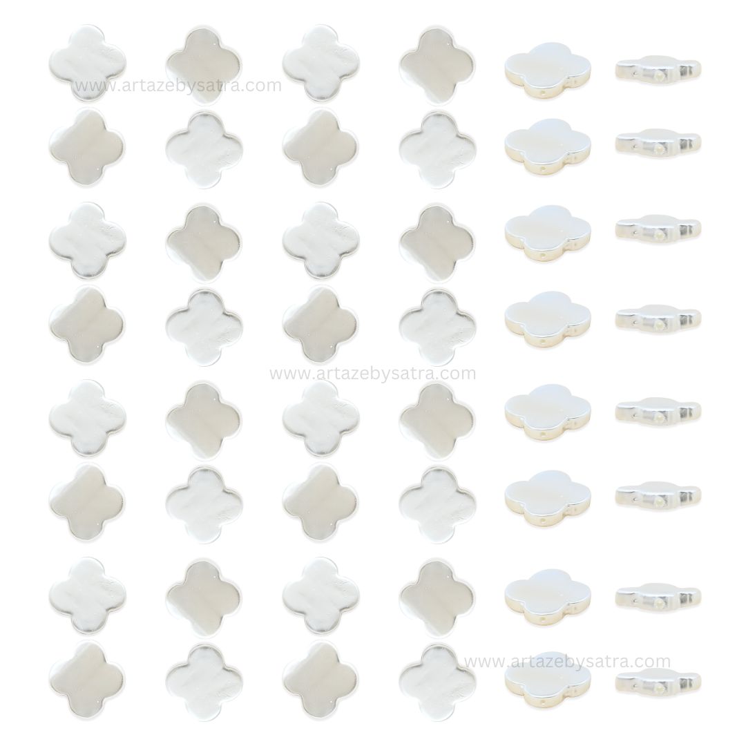 White MOP Clover Beads | Size : 15mm | Qty : 1 line- approx 27 beads | GB74